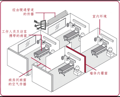 醫院內部的空氣傳播